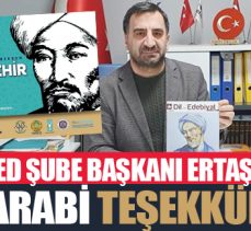 TDED Şube Başkanı Ertaş’tan Farabi teşekkürü