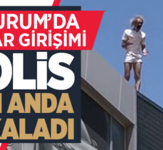 Çatıya çıkan şahsı polis son anda yakaladı