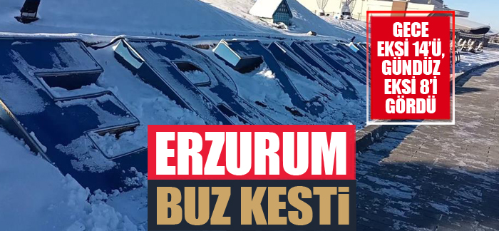 Erzurum buz kesti, gece eksi 14’ü, gündüz eksi 8’i gördü