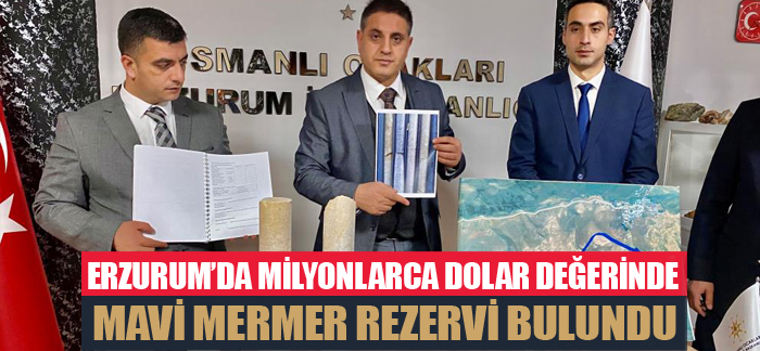 Erzurum’da milyonlarca dolar değerinde mavi mermer rezervi bulundu