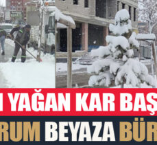 Erzurum’da biranda yağdı, onlarca araç yolda kaldı