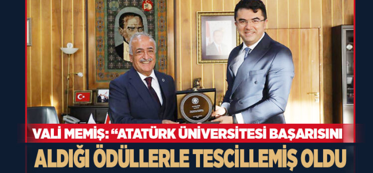 Erzurum Valisi Okay Memiş’ten, Atatürk Üniversitesi Rektörü  Çomaklı’ya tebrik ziyareti.