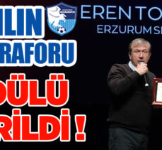 Erzurumspor’un tecrübeli futbolcusu Eren Tozlu,Spor Toto 1. Lig’de Yılın Santraforu seçildi.