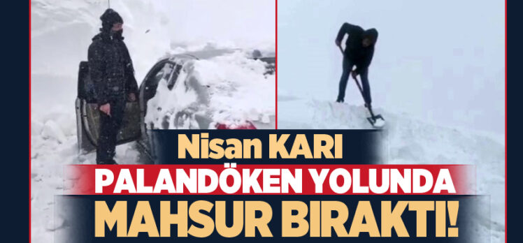 Erzurum’da etkili olan kar yağışı Palandöken geçidinde ulaşımı olumsuz olarak etkiledi.