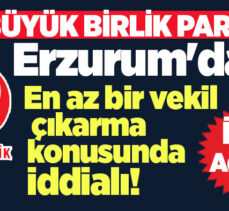 Büyük Birlik Partisi,14 Mayısta  Erzurum’da en az bir milletvekilli çıkarma konusunda iddialı.
