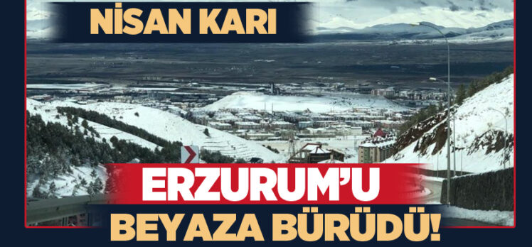 Erzurum’da dün gece yarısından itibaren etkili olan kar yağışı kent merkezini beyaza bürüdü!