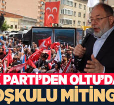 Oltu’da düzenlenen mitinge ilk yerli ve milli otomobilimiz TOGG Oltu damgasını vurdu.