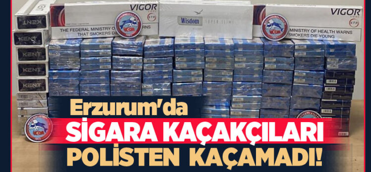 Erzurum Polisi yaptığı uygulamada bir otomobilde 3 şüpheli ve 859 paket kaçak sigara ele geçirdi.