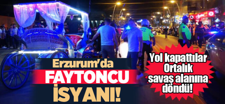 Erzurum’da vatandaşların şikayeti üzerine uyarılan faytoncular akşam saatlerinde eylem yaptı!
