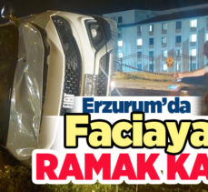 Erzurum-Çat karayolu üzerinde çarpışan iki araç az kalsın faciaya neden oluyordu!.