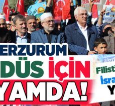 Erzurum’da Gazze’de katil İsrail tarafından katledilen Müslümanlar için gıyabi cenaze namazı kılındı.