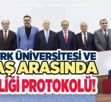 Atatürk Üniversitesi ve Türk Havacılık Uzay Sanayi kurumlar arası iş birliği töreni yapıldı.