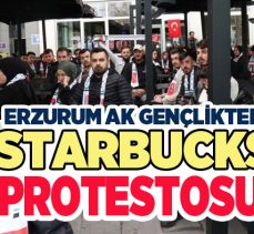 Erzurum AK Parti Gençlik, Starbucks şubesinde Filistin atkılarıyla yer kapatma protestosu yaptı. 