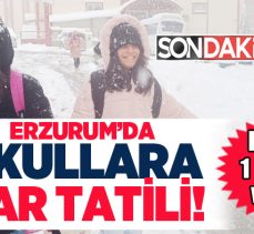 Erzurum’da devam eden  yoğun kar yağışı nedeni ile  okullarda eğitime bir gün ara verildi.