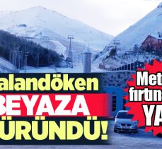 Erzurum şehir merkezinde etkili olan kar yağışı Palandöken Kayak Merkezi’nde kara dönüştü.