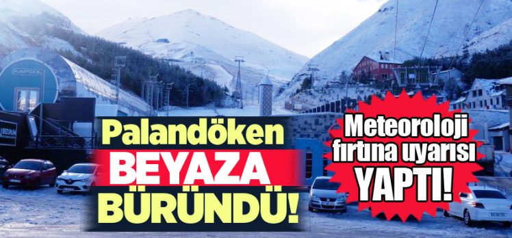 Erzurum şehir merkezinde etkili olan kar yağışı Palandöken Kayak Merkezi’nde kara dönüştü.
