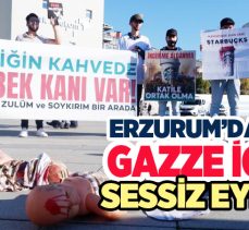 Erzurum’da bir grup genç, İsrail’in Gazze’de yaptığı vahşeti sessiz eylem ile protesto etti.