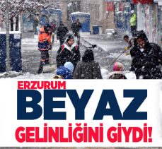 Erzurum dün geceden bu yana etkili olan soğuk hava ve kar yağışı ile beyaza büründü!