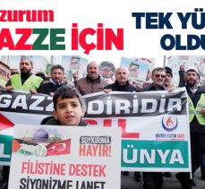 Erzurum Sivil Toplum Platformu tarafından organize edilen yürüyüşte İsrail’e tepki yağdı.