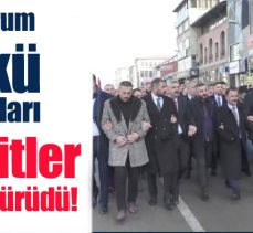 Erzurum Ülkü Ocakları düzenlenen yürüyüşte terör saldırıları protesto edildi, şehitler anıldı.