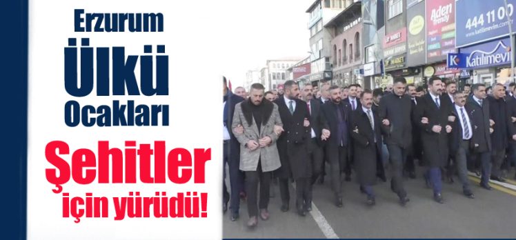 Erzurum Ülkü Ocakları düzenlenen yürüyüşte terör saldırıları protesto edildi, şehitler anıldı.