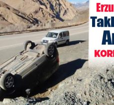 Erzurum-Artvin Karayolunda meydana gelen kazada bir araç takla attı, sürücü yaralandı.