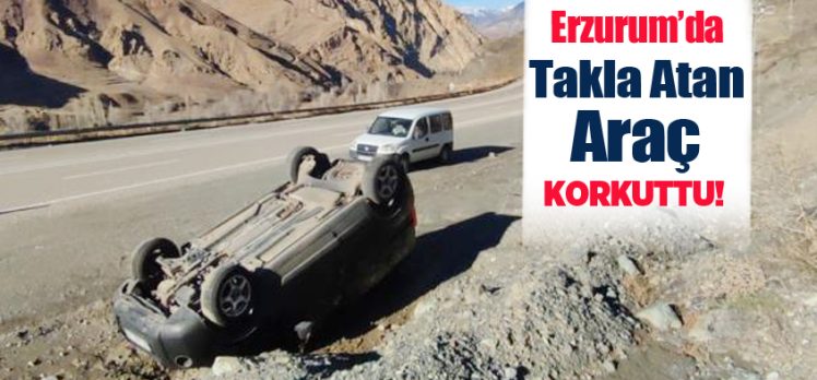 Erzurum-Artvin Karayolunda meydana gelen kazada bir araç takla attı, sürücü yaralandı.