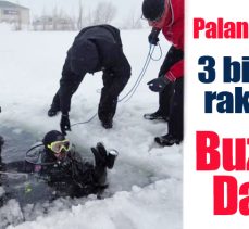 Palandöken’de dalgıçlar 3 bin 200 rakımda buz altı dalışı yaptı,15 dakika su altında kaldılar.