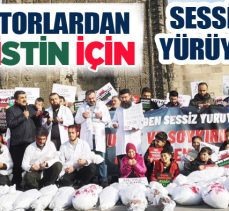 Erzurum’da hekimler ve sağlık çalışanları Filistin’deki soykırım için “sessiz yürüyüş” gerçekleştirdi.