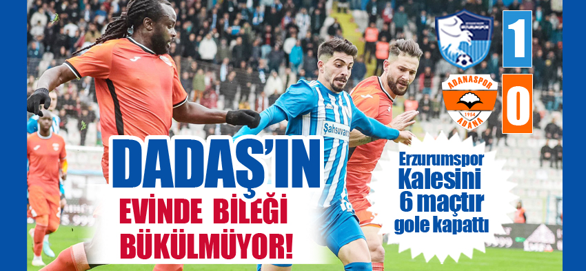 Erzurumspor evinde karşılaştığı Adanaspor’u kaptan Yumlu’nun golüyle 1-0 mağlup etti!. 
