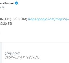 Erzurum’un Pasinler İlçesi Büyüktüy Köyü’nde saat 13,29’da 3,0 büyüklüğünde deprem meydana geldi.