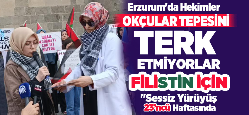 Erzurum’da hekimler ve sağlık çalışanlarının “Sessiz Yürüyüş” programı bu hafta da devam etti.