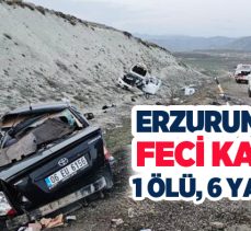 Erzurum’da pikap ile otomobil kafa kafaya çarpıştı:  Kazada 1 hayatını kaybetti, 6 kişi yaralandı.