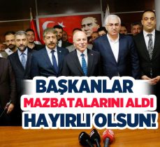 Erzurum’da 31 Mart mahalli idareler seçimi sonucu kazanan başkanlar mazbatalarını aldı.