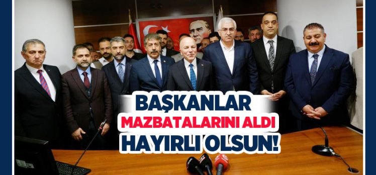 Erzurum’da 31 Mart mahalli idareler seçimi sonucu kazanan başkanlar mazbatalarını aldı.