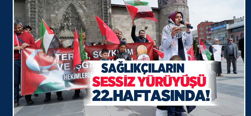 Erzurum’da sağlık çalışanları, sessiz yürüyüşlerinin 22. haftasında bir kez daha buluştu. 