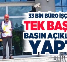 (BES) Erzurum Temsilcisi Kaplan, SGK Binası önünde tek başına basın açıklaması yaptı.