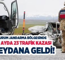 Erzurum’da jandarma bölgesinde Mayıs ayında meydana gelen 23 trafik kazasında 49 kişi yaralandı.