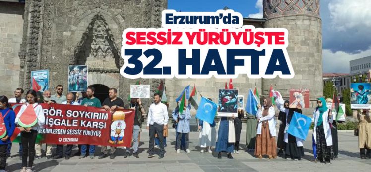Erzurum’da 32 haftadır sağlıkçılar tarafından düzenlenen sessiz yürüyüş artan destekle devam etti.