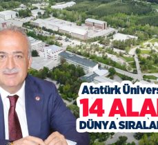 Atatürk Üniversitesi,14 farklı bilim dalında dünyanın saygın ilk 1000 üniversitesi arasında yer aldı.