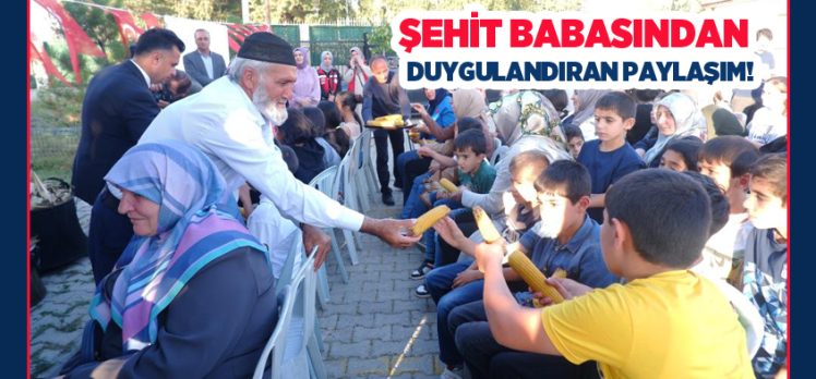 Köydeki tarlasından topladığı mısırları önce evinde kazanda pişirdi, sonra tek tek çocuklara dağıttı