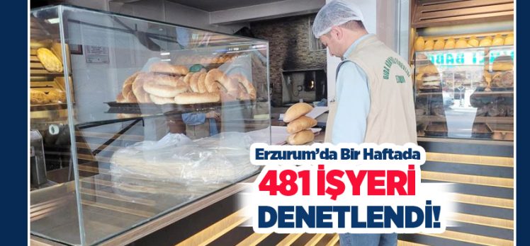 Erzurum’da yem, gıda işletmelerine yönelik yapılan denetimlerde bir haftada 481 işyeri denetlendi.