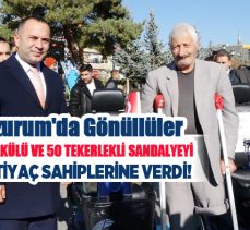Erzurum’da gönüllüler, 80 akülü ve 50 tekerlekli sandalyeyi ihtiyaç sahiplerine verdiler…..