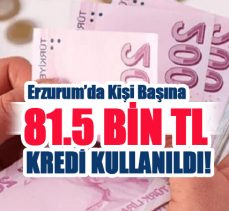 Erzurum’da 2024 Eylül ayı ölçeğinde kişi başına 81.5 bin TL kredi kullanıldığı açıklandı….