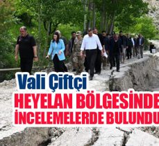 Erzurum Valisi Mustafa Çiftçi, Uzundere’deki toprak kaymasıyla ilgili bölgede incelemelerde bulundu.