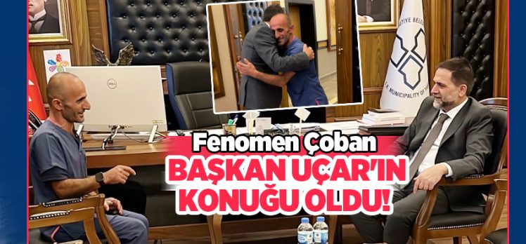 Erzurum’un fenomen çobanı, Yakutiye Belediye Başkanı Mahmut Uçar’ın konuğu oldu. Erzurum’un fenomen çobanı, Yakutiye Belediye Başkanı Mahmut Uçar’ın konuğu oldu.
