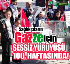 Erzurum’da hekimler ve sağlık çalışanları, Gazze için 100. haftada sessiz yürüyüşlerini sürdürdü.