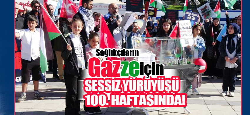 Erzurum’da hekimler ve sağlık çalışanları, Gazze için 100. haftada sessiz yürüyüşlerini sürdürdü.