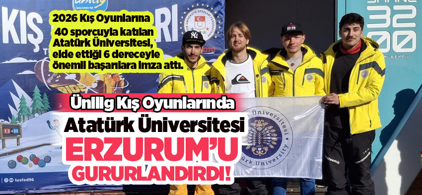 2026 Kış Oyunlarına 40 sporcuyla katılan ATAÜNİ, 6 dereceyle Erzurum’u gururlandırdı.