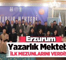 Büyükşehir ve (TDED)’in ortaklaşa düzenlediği “Erzurum Yazarlık Mektebi” ilk mezunlarını verdi.